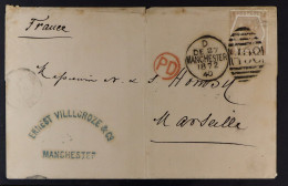 1872 6d Pale Buff Plate 12 (SG 123) Nicely Used On L.S. To France With Some Folds, Stains. Cat ?350 Off Cover. - Sonstige & Ohne Zuordnung