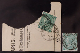 1872 STOCK EXCHANGE FORGERY. Fragment Of Telegraph Form Bearing 1s Green 'FA' Plate 5 Stock Exchange Forgery Tied By Sto - Otros & Sin Clasificación