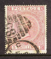 1874 5s Rose Plate 2, SG 127, Good Colour And Neatly Cancelled, Small Thin. Cat. ?1500. - Other & Unclassified