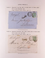 1874-75 Two Entire Letters From Newcastle On Tyne To Lisbon, Portugal, Each Bearing 1s Green?plate?9 Or 10. (2 Items) - Autres & Non Classés