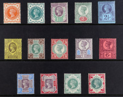 1887-1900 Jubilee Set, SG 197-214, Never Hinged Mint, 1s Values With Minor Gum Disturbances, Fresh. (14 Stamps) - Autres & Non Classés