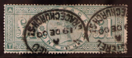 1891 ?1 Green 'TA' With 'frame Broken', SG 212a, Used With Registered Oval Cancellations, Slightly Rubbed At Left, Press - Sonstige & Ohne Zuordnung