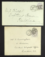 POSTAL FISCAL Inland Revenue 1d Stamps On 1881 Envelope From Biggar (die 4), And 1891 Die 2 On Envelope From Stockton-on - Sonstige & Ohne Zuordnung
