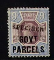 Z004 GOVT. PARCELS 1888 9d Dull Purple And Blue?overprinted In Blue-black Ink, Overprinted 'SPECIMEN' (type 9) SG O67as, - Other & Unclassified