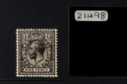 1912-24 9d Very Deep Agate Wmk Cypher, Spec N29(4), Lightly Hinged Mint. Brandon Certificate, Cat ?700. - Sin Clasificación