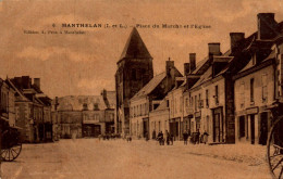 N°2626 W -cpa Manthelan -place Du Marché Et L'église- - Other & Unclassified