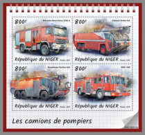 NIGER 2019 MNH Fire Engines Feuerwehr Fahrzeuge Camions De Pompiers M/S - OFFICIAL ISSUE - DH2006 - Bombero