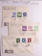 1952-54 Wilding Definitives Wmk Tudor Crown Complete Set 17 Values (issued On 6 Different Dates) On Set Of 6 Matching Pl - FDC