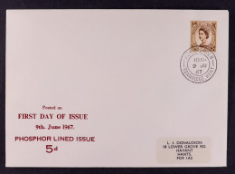 1967 5d Brown Wilding Phosphor Definitive (SG 616c) On First Day Cover With Printed Address Label, Tied Neat Horomonden  - FDC