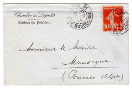 1914  Mignonette  CAD De PARIS 31 Rue De Bourgogne  "  CHAMBRE DES DEPUTES CABINET DU PRESIDENT " - Brieven En Documenten