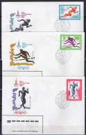 USSR Russia 1980 Olympic Games Moscow, Athletics Set Of 5 On 5 FDC - Sommer 1980: Moskau