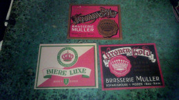 Schweighouse Sur Moder Brasserie Muller Lot X 2 Anciennes étiquettes De Bière Kronen Pils - Bière