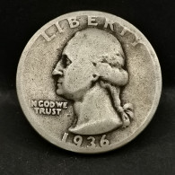 WASHINGTON QUARTER DOLLAR ARGENT 1936 PHILADELPHIE USA / SILVER / 1/4 $ - 1932-1998: Washington