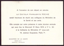 Invitation Au Ministère De La Santé ", Départ En Retraite 1976 - Zonder Classificatie