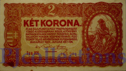 HUNGARY 2 KRONA 1920 PICK 58 AU/UNC W/STAINS - Ungarn