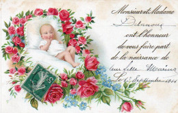 4V4Sb   Cpa Faire Part De Naissance Bébé En 1911 - Naissance