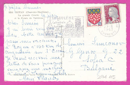 294115 / France - ROYAN (Charente-Maritime) PC 1963 USED 0.05+25 Fr. Marianne De Decaris Blason Amiens Flamme Angoulême - Lettres & Documents