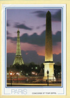 Coucher De Soleil : La Tour Eiffel / L'Obélisque / Place De La Concorde / Paris (voir Scan Recto/verso) - Halt Gegen Das Licht/Durchscheink.