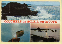 Coucher De Soleil : Sur La Côte / Bords De Mer / 3 Vues (voir Scan Recto/verso) - Halt Gegen Das Licht/Durchscheink.