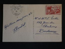 F2 B MAROC CARTE 1946 A BORDEAUX FRANCE +CIGOGNE+ AFF. INTERESSANT+++ - Storia Postale