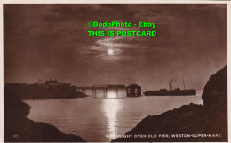 R420299 Weston Super Mare. Moonlight Over Old Pier. Excel Series. RP. 1934 - World