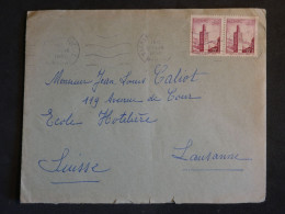 F2 B MAROC LETTRE  1956 A LAUSANNE SUISSE+PAIRE DE TP + AFF. INTERESSANT+++ - Storia Postale