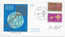 Enveloppe Premier Jour- EUROPA 1968 -27 Avril 1970 Paris (75) F.D.C. N° YT 1556-1557 - 1960-1969