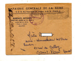 Lettre Flamme Paris Fleur Et Fruit Cachet Payeur General - Oblitérations Mécaniques (flammes)