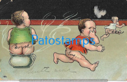 228958 ART ARTE HUMOR THE BABY RUNNING FOR THE SMELLS OF THE OTHER CHILD BREAK POSTAL POSTCARD - Non Classés