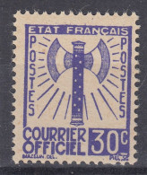 TIMBRE FRANCE SERVICE FRANCISQUE 30c OUTREMER N° 2 NEUF ** GOMME SANS CHARNIERE - Nuevos