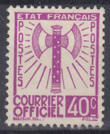 TIMBRE FRANCE SERVICE FRANCISQUE 40c LILAS N° 3 NEUF SANS GOMME - SIGNE CALVES - Mint/Hinged