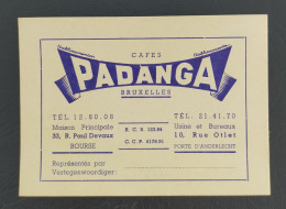 Carte De Visite Bruxelles Cafés PADANGA - Cartoncini Da Visita