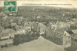 72  LA FERTE BERNARD - PLACE DE LA REPUBLIQUE ET VUE PANORAMIQUE (ref 8693) - La Ferte Bernard