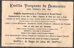 **  Emilia Torquato Fu Domenico CASA FONDATA NEL 1822 + NAPOLI -S. Biagio Dei Librai - Italia