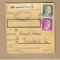 Los Vom 15.04  Paketkarte Aus Schönheide Nach Limbach 1944 - Brieven En Documenten