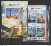 Dj042 2016 Djibouti Marine Life Architecture Lighthouses Les Phares Kb+Bl Mnh - Meereswelt