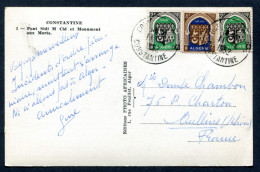 RC 27642 ALGERIE 1952 ARMOIRIES SUR CARTE POSTALE DE CONSTANTINE POUR LA FRANCE - Covers & Documents