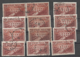 YT 262, LOT 12 TIMBRES "PONT DU GARD" OBLITERE , DIVERS VARIETES  STAMPS BRIEFMARKEN - Gebruikt