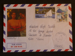 F2 B POLYNESIE   LETTRE GAUGUIN  1993 PETIT BUREAU  MAHINA A TOULON FRANCE  + AFF. INTERESSANT+++ - Covers & Documents