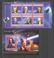 Bc415 2010 Guinea Space Halley'S Comet 1Kb+1Bl Mnh - Autres & Non Classés