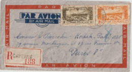 GUYANE - 1938 - POSTE AERIENNE - ENVELOPPE RECOMMANDEE PAR AVION De CAYENNE => PARIS - Cartas & Documentos