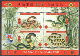 Pm109 2001 Tonga Fauna Lunar Calendar Year Of The Snake !!! Gold Kb Mnh - Altri & Non Classificati