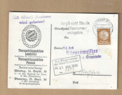 Los Vom 15.04  Dienst-Postkarte Aus Landshut Nach Osterhofen 1936 - Covers & Documents