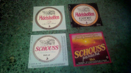 Schiltigheim Brasserie Adelshoffen Lot X 4 Anciennes étiquettes De Bière Schouss Et 250 Ml Et Panaché  Export Et Lite - Bière