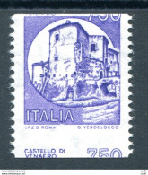 Castelli Lire 750 Emissione In Bobina - Varietà Taglio Spostato - Variétés Et Curiosités