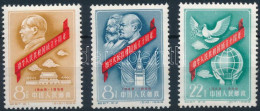 ** Kínai Népköztársaság 1959 10 éves A Népköztársaság Mi 466-468 (Mi EUR 210-) ( Rozsdafoltok / Stain Spots) - Sonstige & Ohne Zuordnung