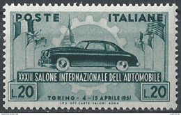 1951 Italia Auto Torino MNH Sassone N. 655 - 1946-60: Mint/hinged