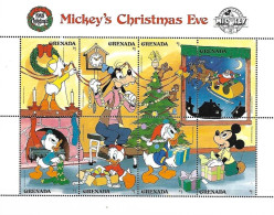 MWD-BK3-152-3 MINT PF/MNH ¤ GRENADA 1988 SHEET ¤ MICKEY'S CHRISTMAS EVE - Disney