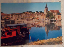 Pont-sur-Yonne (Yonne) : Les Rives De L’Yonne Vers L’église - 1980 - Péniche - Pont Sur Yonne