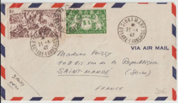 GUYANE - 1947 - ENVELOPPE AVION De SINNAMARY (RARE) ! => SAINT MANDE - Cartas & Documentos